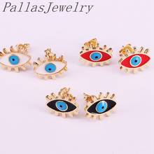 10Pairs, Hot Sale Gold Filled Enamel Eyes Charm Stud Earrings For Women Fashion Jewelry 2024 - buy cheap
