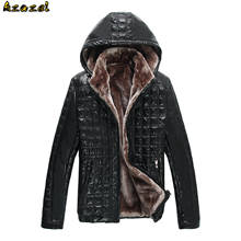 2020 Winter Casual Men leather jacket Men Fur Clothing Hooded Thicken Sheepskin Leather Jackets Jaqueta couro Masculina coats 2024 - buy cheap