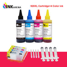 INKARENA 4 Bottle Ink Refill Kit + 920XL Printer Ink Cartridge For HP 920 XL Officejet 6000 6500 Wireless 6500A 7000 7500 7500A 2024 - buy cheap