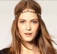 Turkish Beach Gold Color Alloy Three Strands Coin Head Piece Crown Headband Forehead Hair Accessories Sequins Head Chain Jewelry 2024 - buy cheap