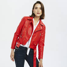 Autumn Winter Belt Zipper Basic Leather Jacket Pu Coat Motorcycle Biker Jacket Women Outwear Black Red Slim Short Winter Jacket 2024 - buy cheap