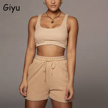Giyu 2 Piece Set Women 2021 Summer Casual Sport Set Crop Top Shorts Set Women Clothing Two Piece Set Tracksuit Woman Suit Set 2024 - buy cheap