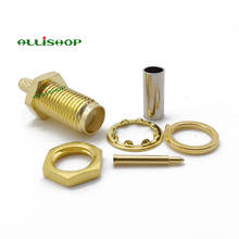 Ali ahop rp sma conector jack fêmea, conector de rf coax para rg316, rg175, lmr100 cabo reto banhado 2024 - compre barato