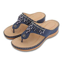 Summer Women Wedge Sandals Premium Orthopedic Open Toe Sandals Vintage Anti-slip Leather Casual Female Platform Retro Shoes 2024 - buy cheap