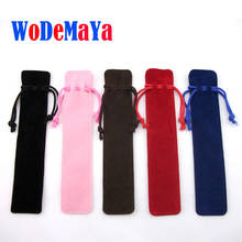 50pcs/lot velvet pen bag pen pouch pen case with rope black blue red pink brown colors Wholesale 2024 - buy cheap