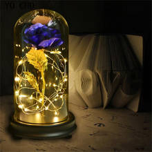 YO CHO Gold Foil Eternal Flower Rose In Flask Wedding Decoration Artificial Flowers In Glass Cover For Valentine's Day Gift Rose 2024 - buy cheap