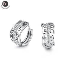 Dreamhonor 2021 Hot Sale Fashion Style Silver Color Super Flash Single Row Zirconia Clip Earrings For Woman Jewelry 2024 - buy cheap