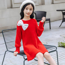 2020 Girls Mohair Sweaters Big Girls Autumn Knit Wear Cute Loose Long Pullovers Kids Sweater dress Children Clothes 4 to 14 yrs 2024 - buy cheap