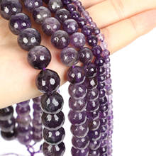 Cuentas de piedra Natural para fabricación de joyas, abalorios sueltos de cuarzo, facetada amatista púrpura, joyería de moda de 15 pulgadas, 4-12mm 2024 - compra barato