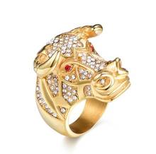 Classic Punk Metal Animal Gold Color Bull Ring Domineering Men's Rock Hip Hop Jewelry 2024 - buy cheap