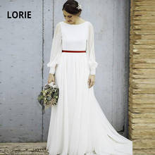LORIE-vestidos de novia de gasa de manga larga, ropa de novia de corte en A, color marfil, con encaje trasero, talla grande 2024 - compra barato
