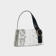 Ladies vintage White PU Leather Snake Pattern Shoulder Bag Fashion Simple Handbag Casual Messenger Bags Leather Handlebag totes 2024 - buy cheap