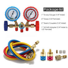 3 Way Refrigerant Gauge AC Diagnostic Manifold Freon Gauge for R134A R12 R22 R502 Refrigerants with Couplers and Acme Adapter 2024 - buy cheap