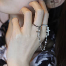 Посеребренное кольцо в стиле ретро панк хип-хоп, ручная цепочка на палец, регулируемые кольца, ювелирные изделия, подарок для мужчин и женщин, кольцо унисекс 2024 - купить недорого