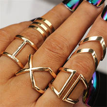 Classic retro 5 Pcs/ Set Classic Gold Colour V Rings Geometrical Irregular Ring Set Lady Charm Costume Jewelry Accessories Rings 2024 - buy cheap