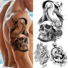 Tatuagem temporária flamingo 3d, para homens e mulheres, adulto, preto, coruja, leão, bússola, tatuagens falsas, lavável, braço, coxa, cintura 2024 - compre barato