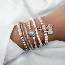 Free Shipping 6pcs/set Length Adjustable Bracelets for Women Handmade Beads Fatima Hand Heart Charm Bracelet Gift Jewelry 2024 - buy cheap