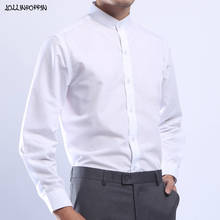 Men Mandarin Stand Collar White Dress Shirt Long Sleeve New 2020 Chinese Style Single Breasted 2024 - buy cheap