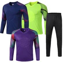 Camisa masculina de manga comprida para goleiro, uniforme de treino para futebol, calça de proteção 2024 - compre barato