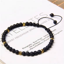 Handmade 4mm 6mm Natural Volcanic Stone Beads Bracelet Black Lava Men Braided Bracelet Essential Oil Diffuser Bangles for Women 2024 - buy cheap