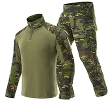Conjunto de roupa militar para homens, uniforme tático, combate do exército, camuflagem, manga comprida, camiseta, calças de trabalho 2024 - compre barato