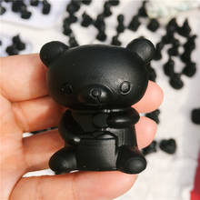 МИЛЫЙ натуральный камень черный обсидиан ручной работы резной медведь животное мощная статуя для украшения дома подарок 2024 - купить недорого