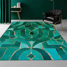 Alfombra moderna de lujo para sala de estar, alfombra de retales de piedra 3D, color verde, para dormitorio, decoración del hogar, lavable a máquina 2024 - compra barato