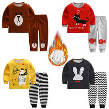 Baby Boy Girl Clothing Sets Spring Autumn Cartoon Long Sleeve T-shirts + Pants Plus Velvet Thick Baby Kids Clothing Suits F0024 2024 - buy cheap