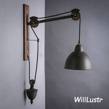 Nostalgic Industrial Iron Wall Lamp Creative Rope Wood Sconce Hotel Bar Store Loft Living Bedroom Retro Long Arm Metal Lighting 2024 - buy cheap