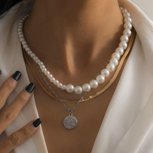 DIEZI-collar de perlas de imitación Vintage coreanas para mujer, cadena con colgante de moneda tallada geométrica, joyería con estilo 2024 - compra barato