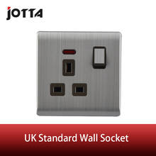 UK Standard Metal Wall Socket 13A 250V With One Button LED Indicator Light British Style 2024 - buy cheap