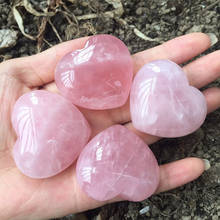 Cristal de cuarzo rosa Natural tallado, adorno en forma de corazón para decoración de amantes, piedra de Reiki de Chakra 2024 - compra barato