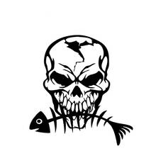 Car Sticker Personality Fear Fish Skull Fishing PVC Car Decoration Sticker Waterproof Cover Scratch Black/White, 15cm*15cm 2024 - buy cheap