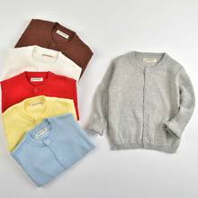 Suéteres cárdigans para niños y niñas, Chaqueta de punto de algodón sólido, primavera y otoño 2024 - compra barato