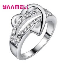 925 Sterling Silver Romantic Heart Crystal Wedding Engagement Rings For Women Girls Fashion Jewelry Trendy 2021 Wholesale 2024 - buy cheap