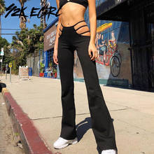 Y2k egirl calças estilo punk do grunge, estética cortada, preta, y2k, streetwear, cintura alta, feminino, calças vintage 2024 - compre barato