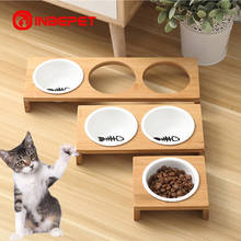 INBEPET Cat Bowl Petl Dogs Stand Ceramics Bowls Cats Dog Food Water Bowl Bamboo Elevated Pet Feeders Puppy Bowl Cat 2024 - buy cheap