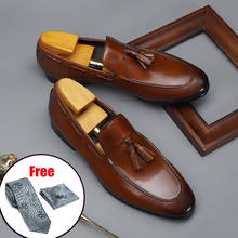 Zapatos de vestir Brogue Oxfords para hombre, calzado Formal de piel de becerro auténtica con punta puntiaguda, sin cordones, para fiesta de boda 2024 - compra barato