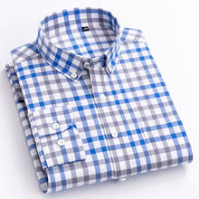 Men's Brushed Cotton Plaid Checkered Shirt Single Patch Pocket Standard-fit Long Sleeve Thick Casual Button-down Gingham Shirts 2024 - buy cheap