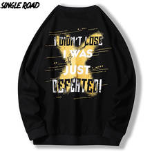 SingleRoad, негабаритный свитер с круглым вырезом, мужская толстовка с принтом в стиле хип-хоп, Японская уличная одежда, желтый цвет, мужские толстовки, мужские толстовки с капюшоном 2024 - купить недорого