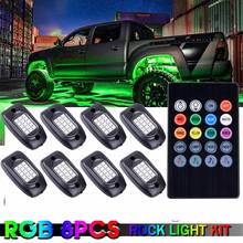 Luz de led rgb para a parte inferior do corpo, 8 peças, bluetooth, sem fio, lâmpada de rock, off-road, caminhão, barco, kit de iluminação 2024 - compre barato