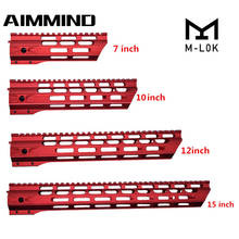 (Красный) M-Lock Quad Rail Handguard Picatinny Rail, 7 10 12 15 Inch AEG M4 M16 AR15 Free Float с Алюминиевой Цилиндрической гайкой для охоты 2022 - купить недорого