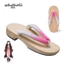 Whohol-zuecos de madera japoneses para mujer, chanclas tipo Kimono de Anime Demon Slayer para Cosplay, zapatillas de Kamado Nezuko Geta 2024 - compra barato