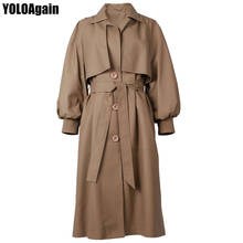 YOLOAgain Spring Fashion Oversized Long  Jacket Women Genuine Leather Trench Coat 2024 - buy cheap