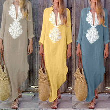 Plus Size Long Dress Women Printed Summer Dress V-neck Maxi Dresses Split Hem Baggy Kaftan Long Dress Vestidos Sundress 2024 - buy cheap