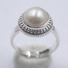 Pure 925 Sterling Silver with Bezel set Natural Mother of Pearl Ring For Woman Size from 5 to 12 2024 - buy cheap