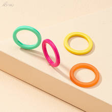 AOMU-Conjunto de anillos de resina acrílica para mujer, Set de anillos de colores pastel, geométricos, redondos, de primavera, 4 Uds., 2021 2024 - compra barato