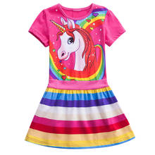 TUONXYE-vestido de unicornio de algodón para niña de 3 a 8 años, ropa de princesa de manga corta, ropa de verano para niños 2024 - compra barato