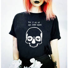 Gothic Pick It All Up Skull T-Shirt 100% Cotton funny unisex women tumblr grunge Fashion casual camisetas graphic tshirt top tee 2024 - buy cheap