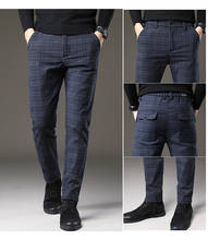 Men Dress Plaid Stretch fabrics Business Casual Slim Skinny Suit Pants Autumn man Vintage lattice Stretch homme Formal Trousers 2024 - buy cheap